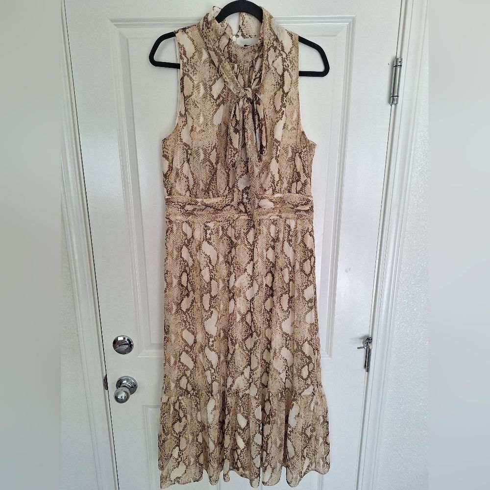 Lauren Ralph Lauren beige leopard‎ print maxi dress size 12 black label.